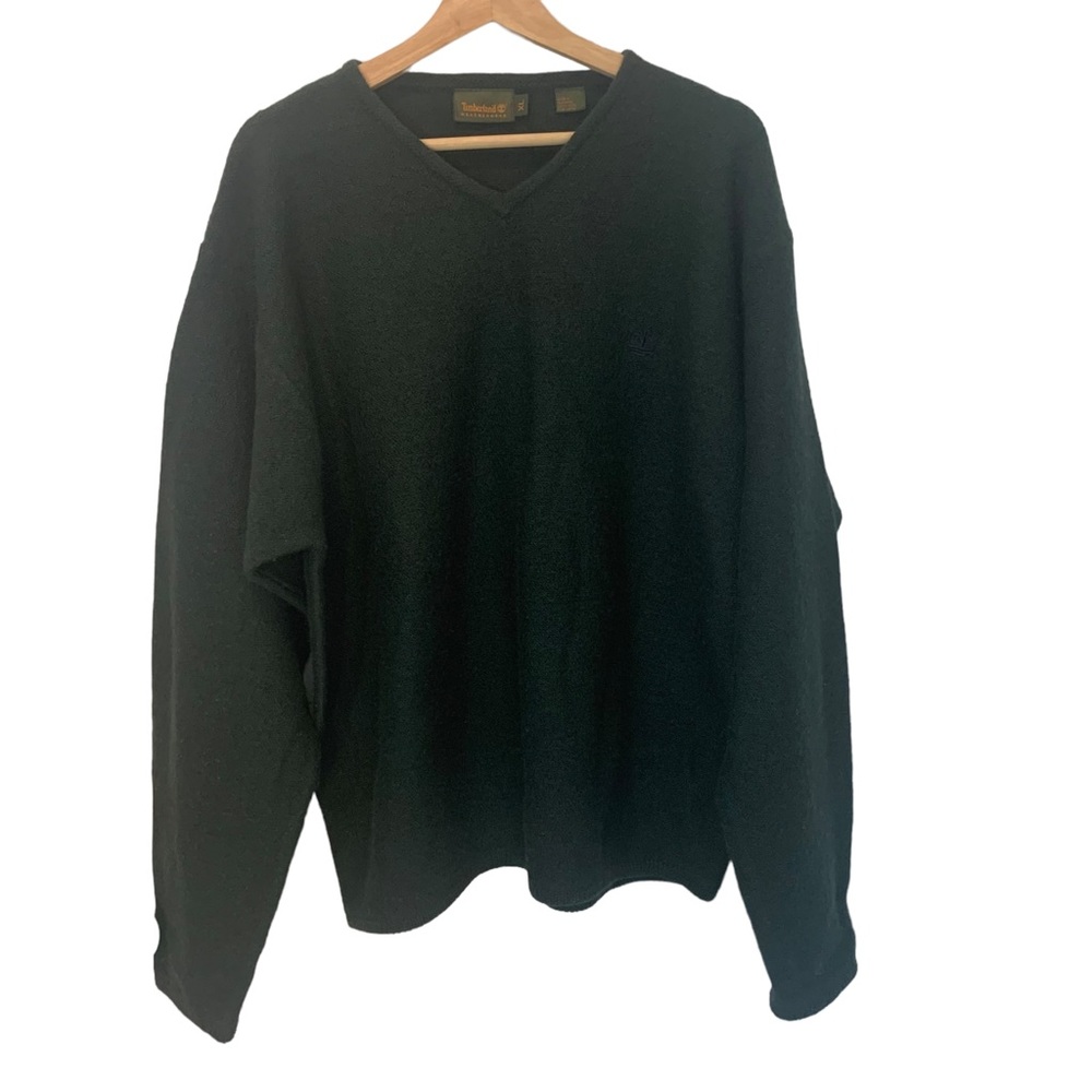 Timberland 100% Wool Men's Green V-Neck Sweater Size XL